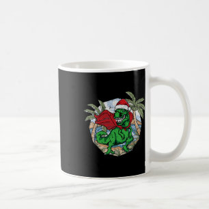 Taza De Café T-rex Navidad En Julio Playa Tropical Verano Vacac