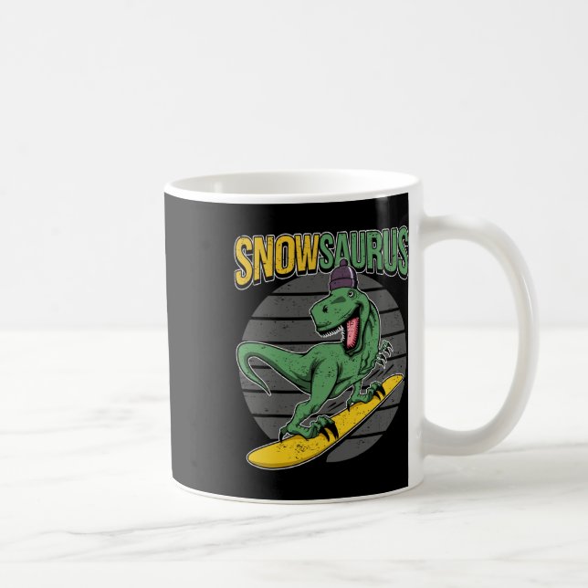 Taza De Café T-rex Snowboarding Dinosaur Snowboard  (Derecha)