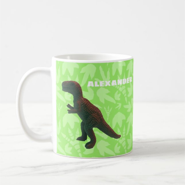 Taza De Café T-Rex Tyranosaurus Rex Toy Dinosaur Brillante Verd (Izquierda)