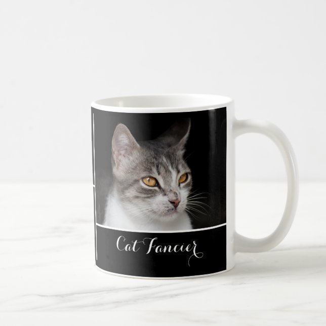 Taza De Café Tabby Cat Fancier - texto personalizado (Derecha)