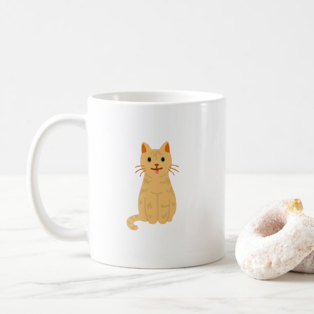 Taza De Café Tabby Cat Pintar café Mug (Con donut)