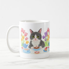 Taza De Café Tabby Cat Tea Party Mug