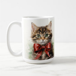 TAZA DE CAFÉ TABBY KITTEN FLUFFER BROWN CON BOCA ROJA
