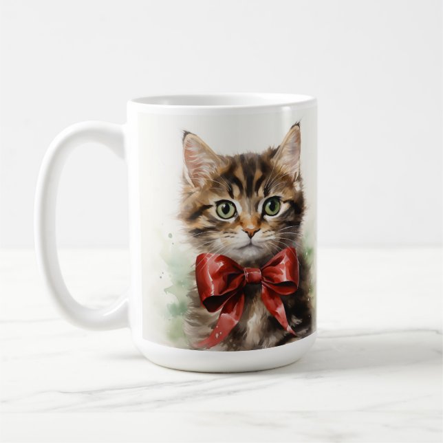 TAZA DE CAFÉ TABBY KITTEN FLUFFER BROWN CON BOCA ROJA (Izquierda)