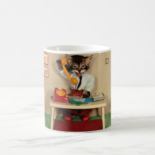 Taza De Café tabby kitten secretario RPPC