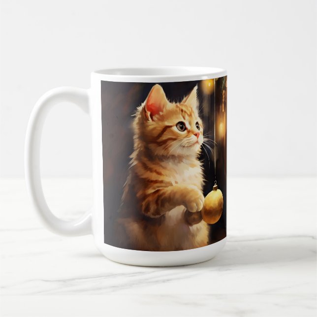 TAZA DE CAFÉ TABBY KITTEN Y NAVIDAD, NARANJA CUIDADO (Izquierda)