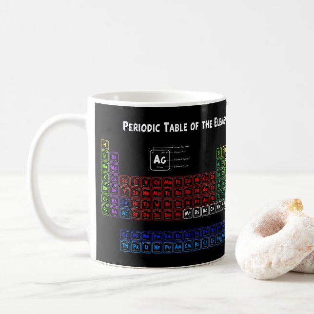 Taza De Café Tabla periódica de los elementos (Con donut)