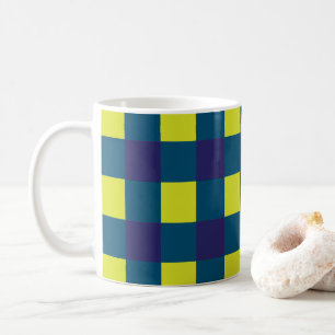 Taza De Café Tablero de ajedrez azul marino verde