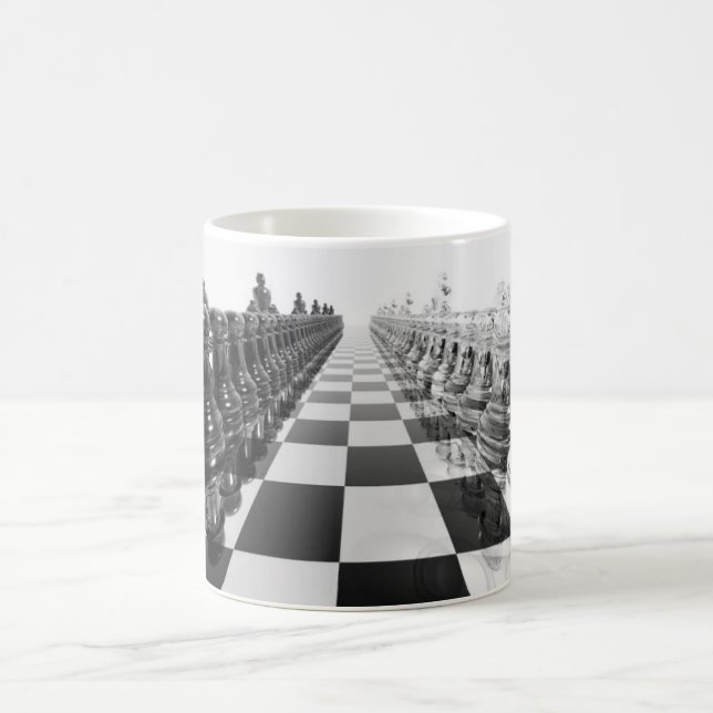 Taza De Café tablero de ajedrez blanco y negro 3D (Centro)