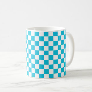 Taza De Café Tablero de ajedrez clásico azul acuático