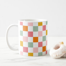 Taza De Café Tablero de ajedrez colorido