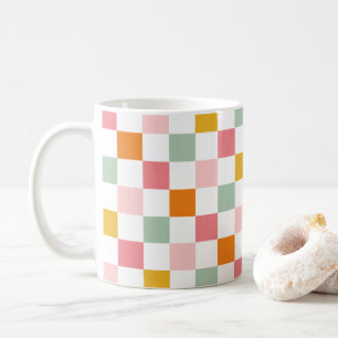 Taza De Café Tablero de ajedrez colorido