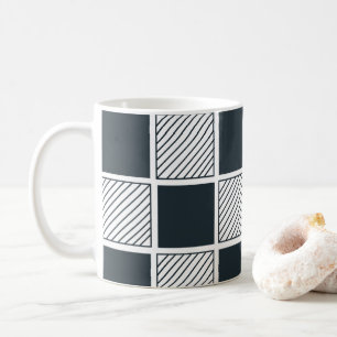 Taza De Café tablero de ajedrez Guay azul de la marina blanca y