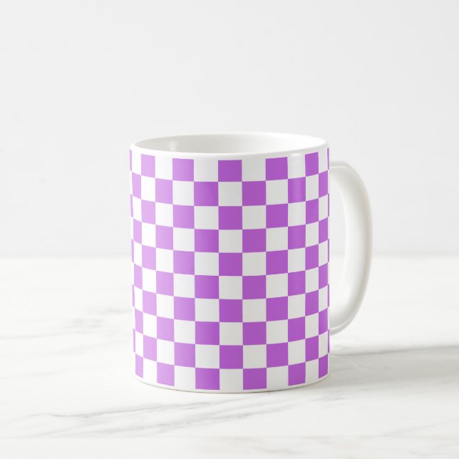 Taza De Café Tablero de ajedrez magenta visual clásico  (Anverso derecho)