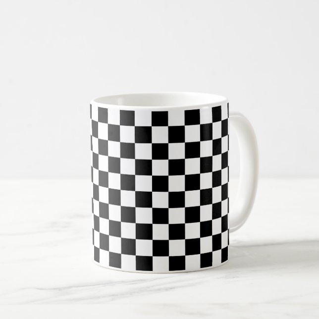 Taza De Café Tablero de ajedrez negro clásico (Anverso derecho)