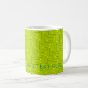 Taza De Café Tablero de circuito de cómputo Tech TEXT amarillo