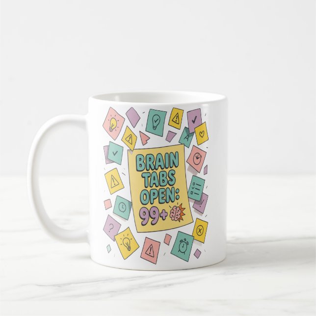 Taza De Café Tabletas cerebrales Diseño divertido de ADHD (Izquierda)