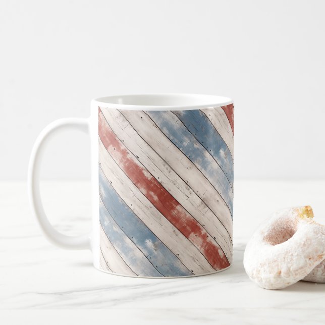 Taza De Café Tablón de madera rústica americana (Con donut)