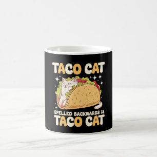 Taza De Café Tacocat deletreado al revés Taco Cat Mexicano