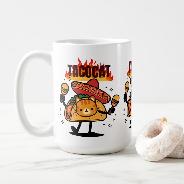 Taza De Café Tacocat Spelled Backwards Is Tacocat (Con donut)