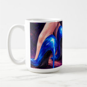 Taza De Café Tacones altos azul eléctrico Moda Pintura abstract