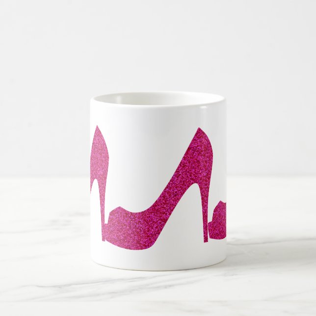 Taza De Café Tacones altos purpurinoso rosados (Centro)