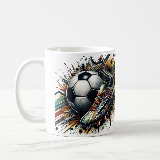 Taza De Café Tacos de fútbol abstractos (Izquierda)
