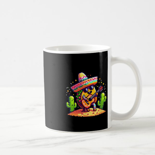 Taza De Café Tacos tocando guitarra divertida Cinco De Mayo (Derecha)