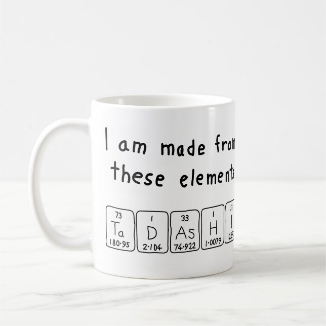 Taza De Café Tadashi periódica nombre de tabla mug (Izquierda)
