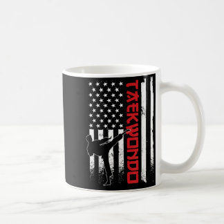 Taza De Café Taekwondo Bandera Americana Luchador de Taekwondo 