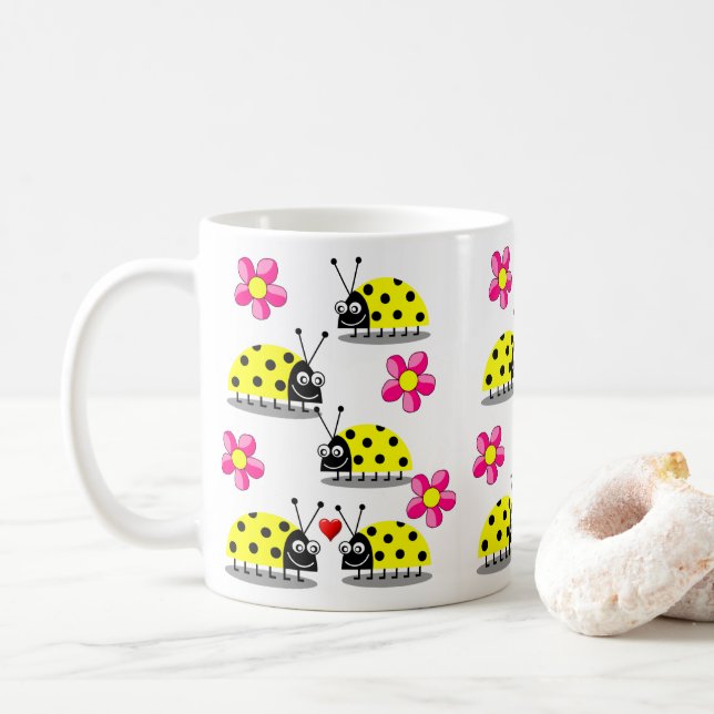 Taza De Café tags ladybugs (Con donut)
