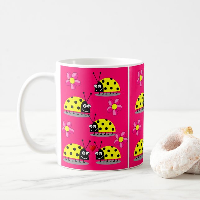 Taza De Café tags ladybugs (Con donut)
