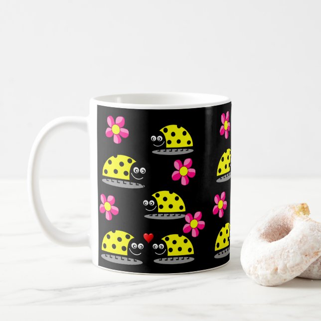 Taza De Café tags ladybugs (Con donut)