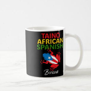 Taza De Café Taino Africano Español Coqui Bandera de Puerto Ric