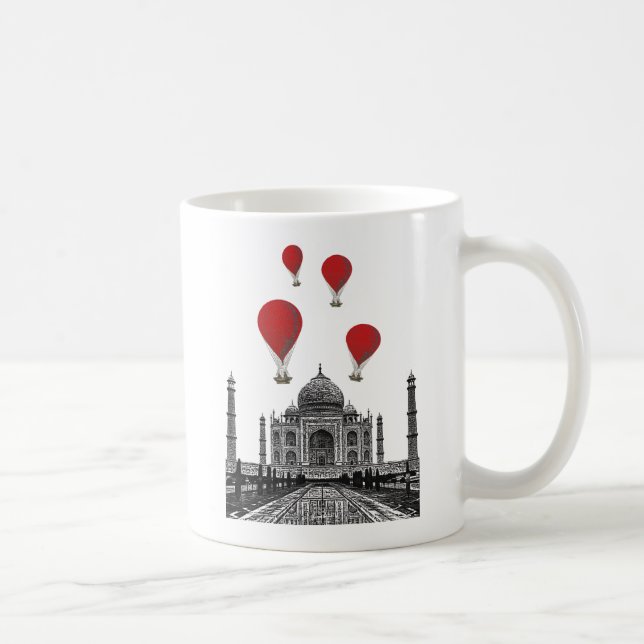 Taza De Café Taj Mahal y globos de aire caliente rojo (Derecha)