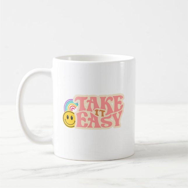 Taza De Café Take It Easy Mug | Relaxing Quote Coffee Cup (Izquierda)