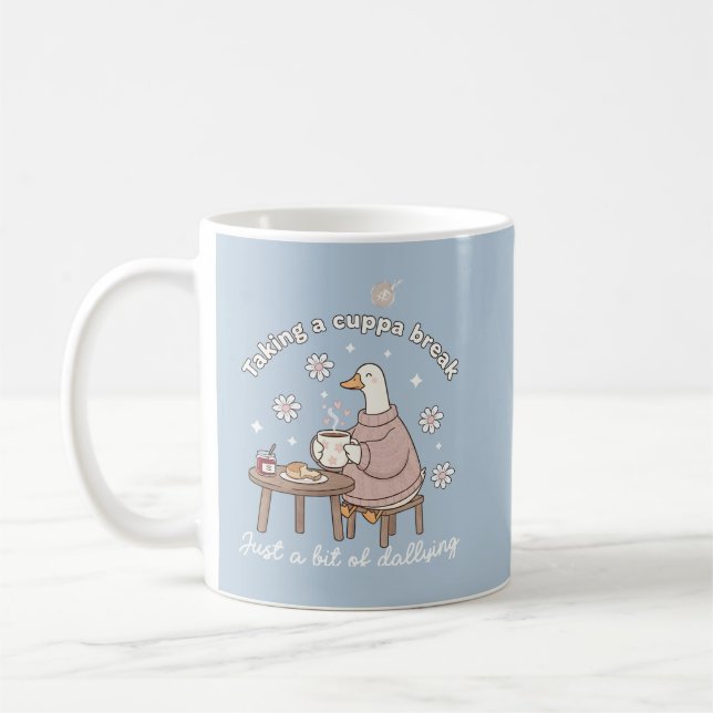 Taza De Café Taking a Cuppa Break Cute Goose Tea Mug (Izquierda)