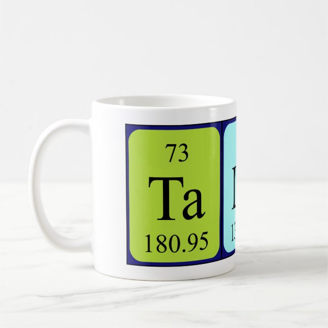 Taza De Café Talan nombre de tabla periódica mug (Izquierda)
