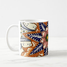 Taza De Café Talavera de la artesanía mexicana Azul marrón suro