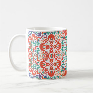 Taza De Café Talavera mexicana: Collage de mosaicos étnicos.