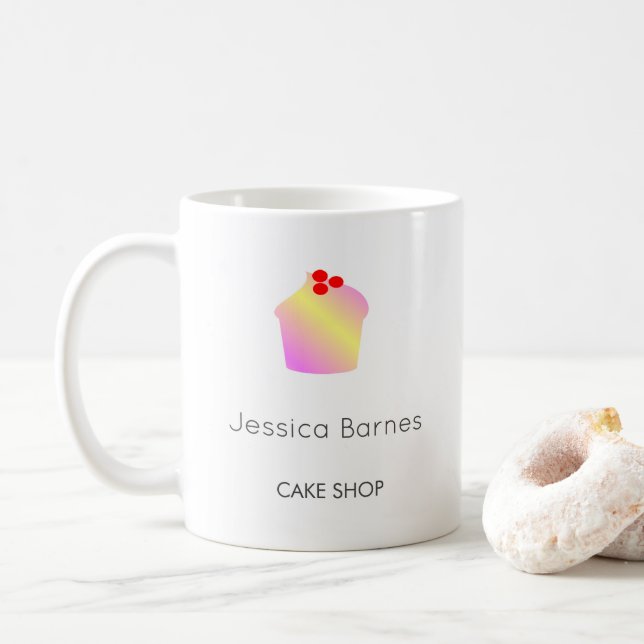 Taza De Café Taller de pastelería silueta de bizcocho blanco (Con donut)
