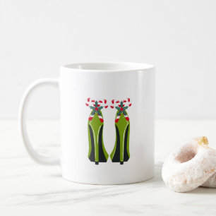 Taza De Café Talones altos verdes con bastones de caramelo