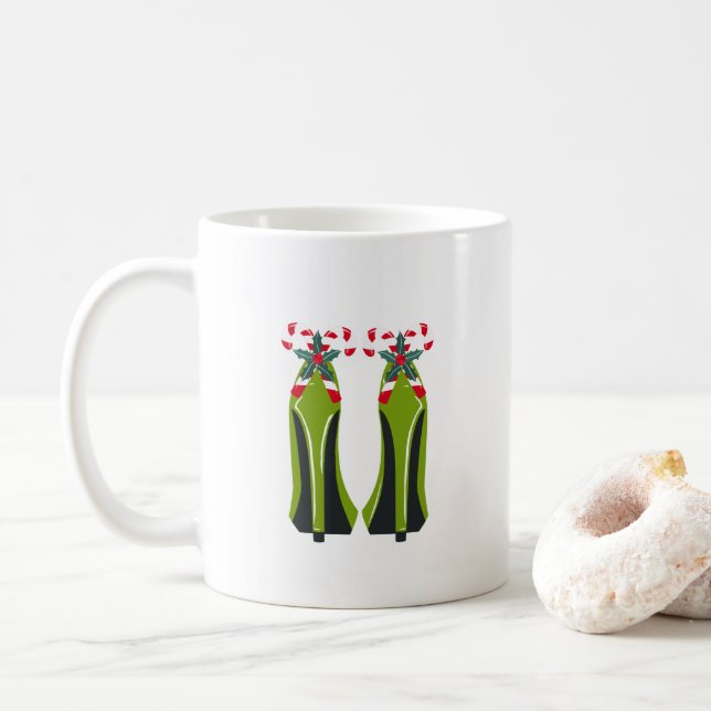 Taza De Café Talones altos verdes con bastones de caramelo (Con donut)