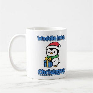 Taza De Café Tambalea en la Navidad Gorro de Santa Pingüino Lin