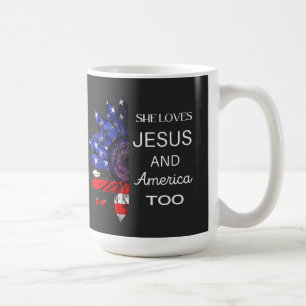 Taza De Café También ama a Jesús y a Estados Unidos