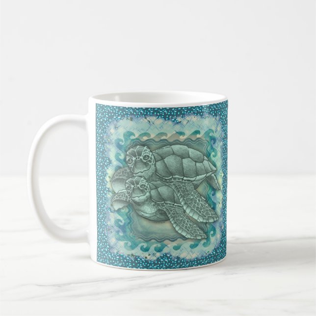 Taza De Café Tambor de las tortugas marinas pacíficas (Izquierda)