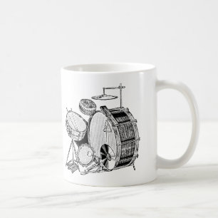 Taza De Café Tambores de la batería del vintage