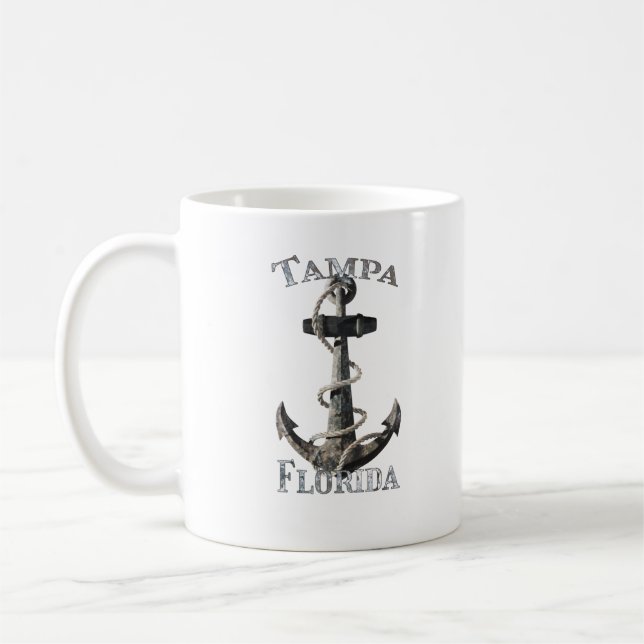 Taza De Café Tampa Florida Vacaciones Ancla Náutica Navegación (Izquierda)