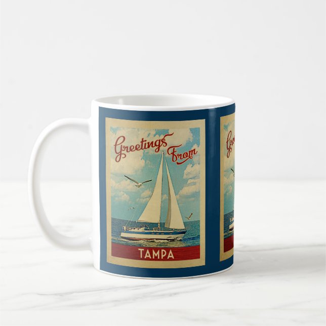 Taza De Café Tampa Sailboat Vintage Travel Florida (Izquierda)