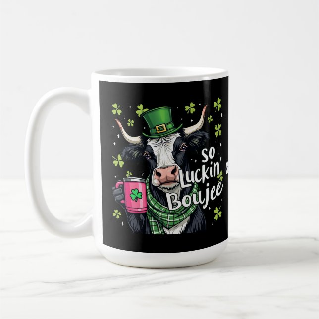 Taza De Café Tan afortunado Boujee Retro Día de San Patricio (Izquierda)